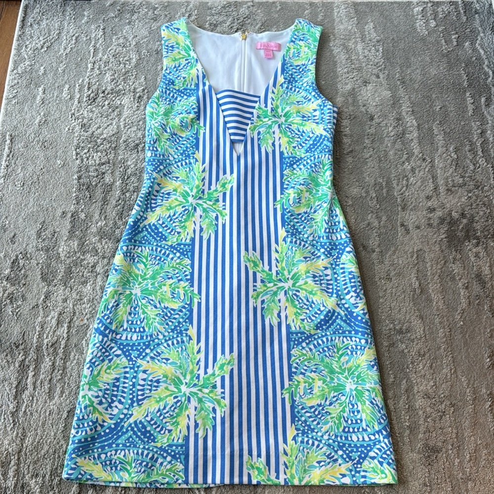 Lilly Pulitzer Green Blue Pal Tree Dress XXS